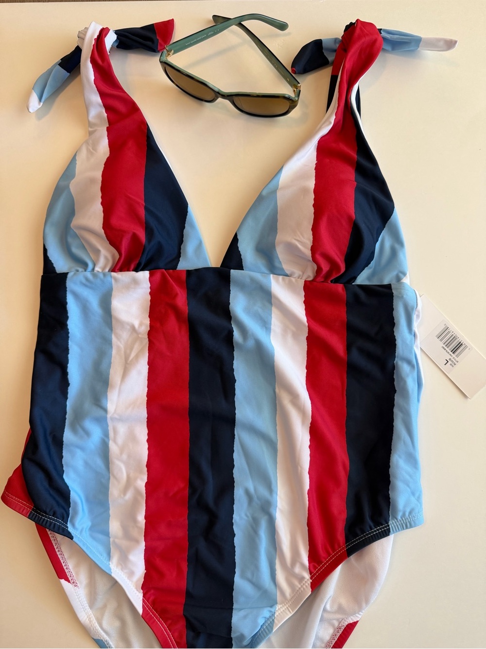 Social Angel Vertical Stripe One-Piece Bathing Suit, NWT, Size Large - Picture 3 of 11